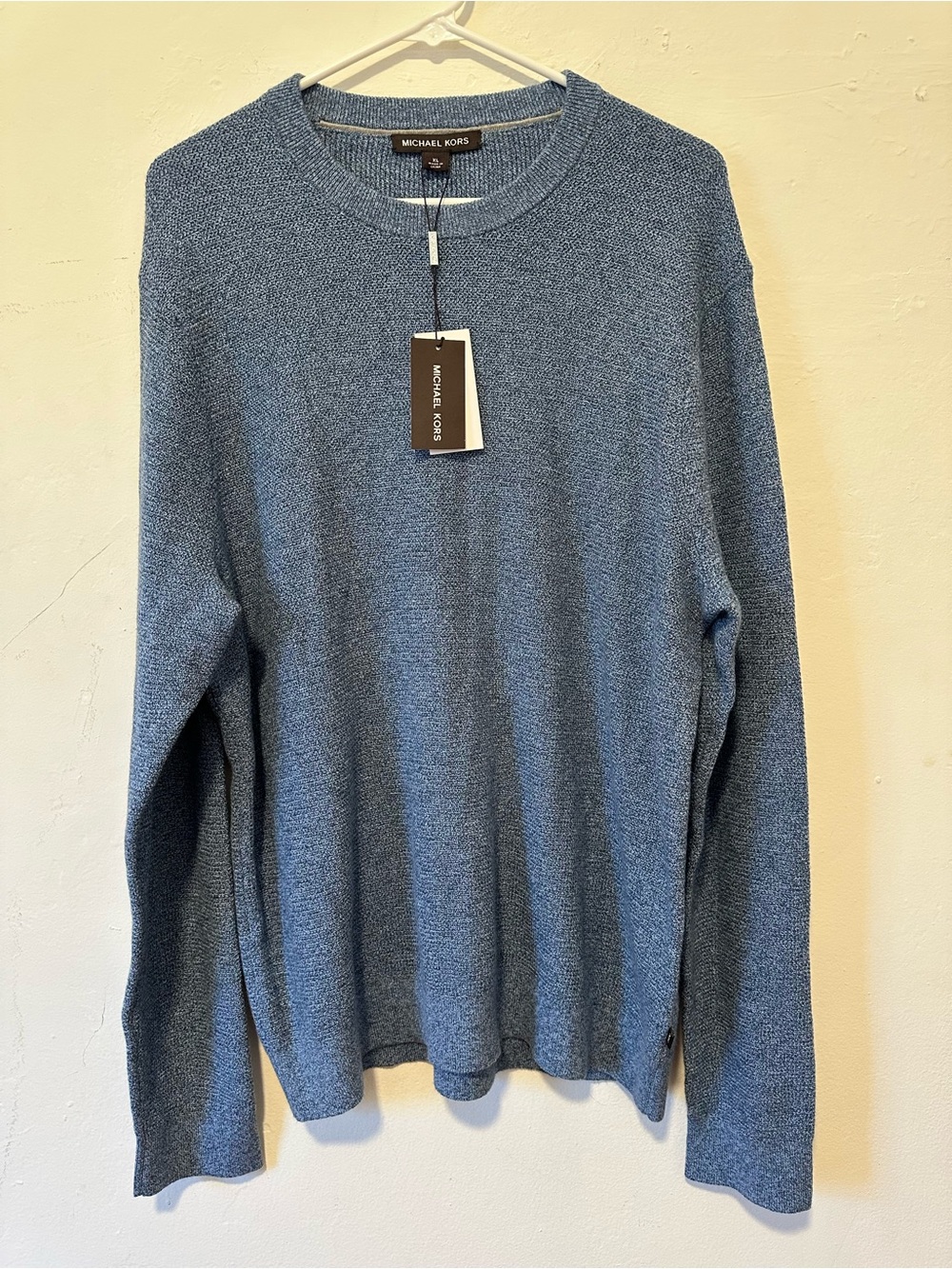 Michael Kors Men's Heathered Blue Crewneck Sweater